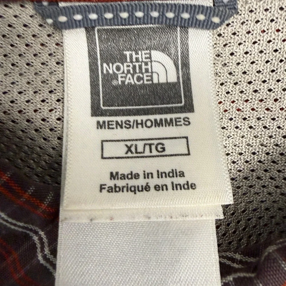 The North Face Mens XL Plaid Long Sleeve Button Down Hiking Shirt Red Black